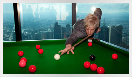 Neil Robertson plays snooker on the world's highest snooker table